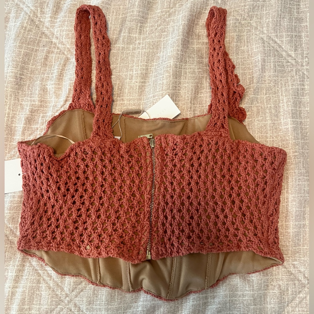 JLUXLABEL Rust Crochet Knit Tank Top - Picture 3 of 3
